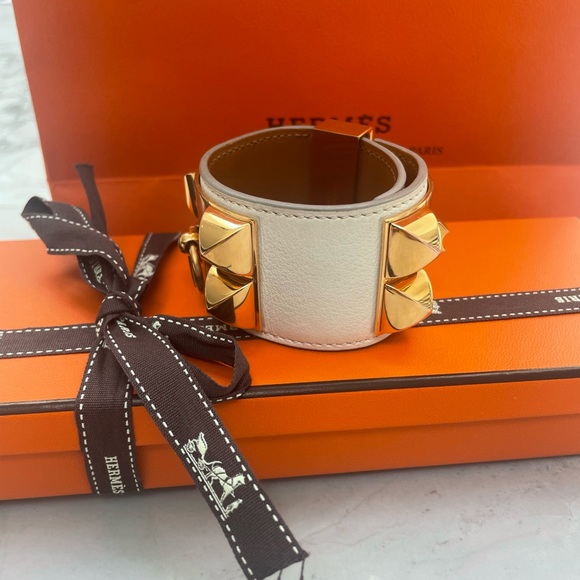 100% authentic Hermes CDC Collier de Chien bracelet T2 white and gold - Picture 6 of 6